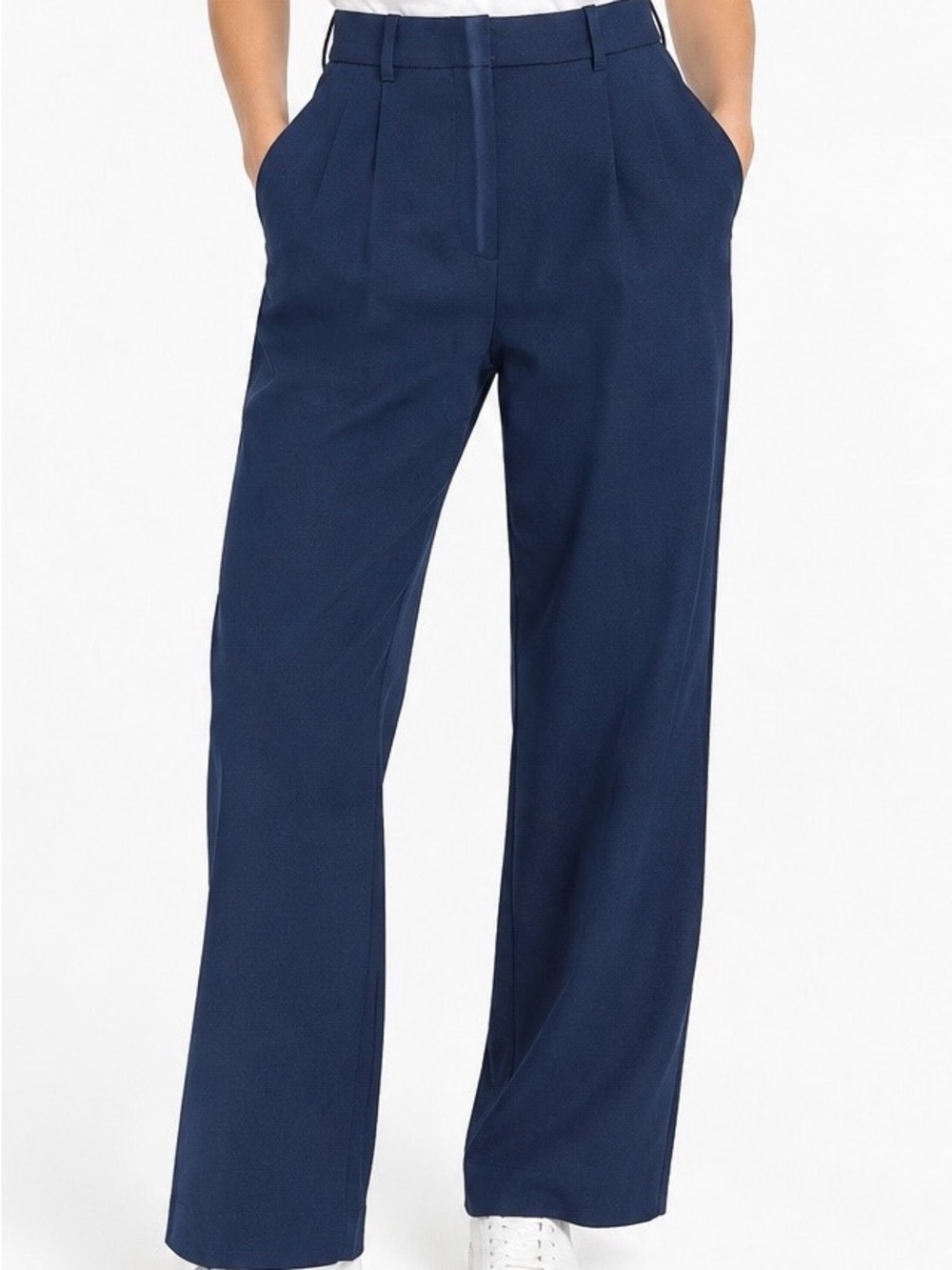 Abercrombie Sloane Tailored Wide Leg Pant Navy 28 6S Quiet Luxury Minimalist